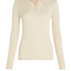 Polo Fine Ribs Sweater da Donna - Avorio