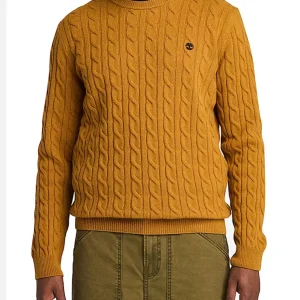 Pullover Cable Crew Neck da Uomo - Giallo