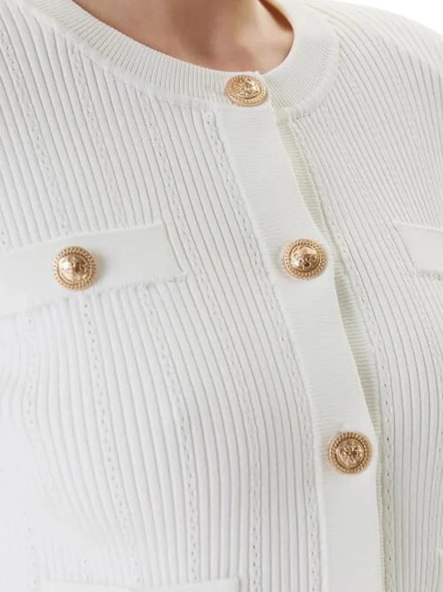 Cardigan Donna Mod. W5YR09 Z0130 G012 Bianco - immagine 9
