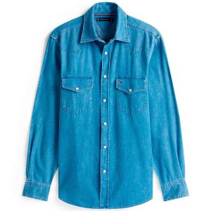 Camicia Manica Lunga Uomo Mod. MW0MW39429 1A4 DENIM