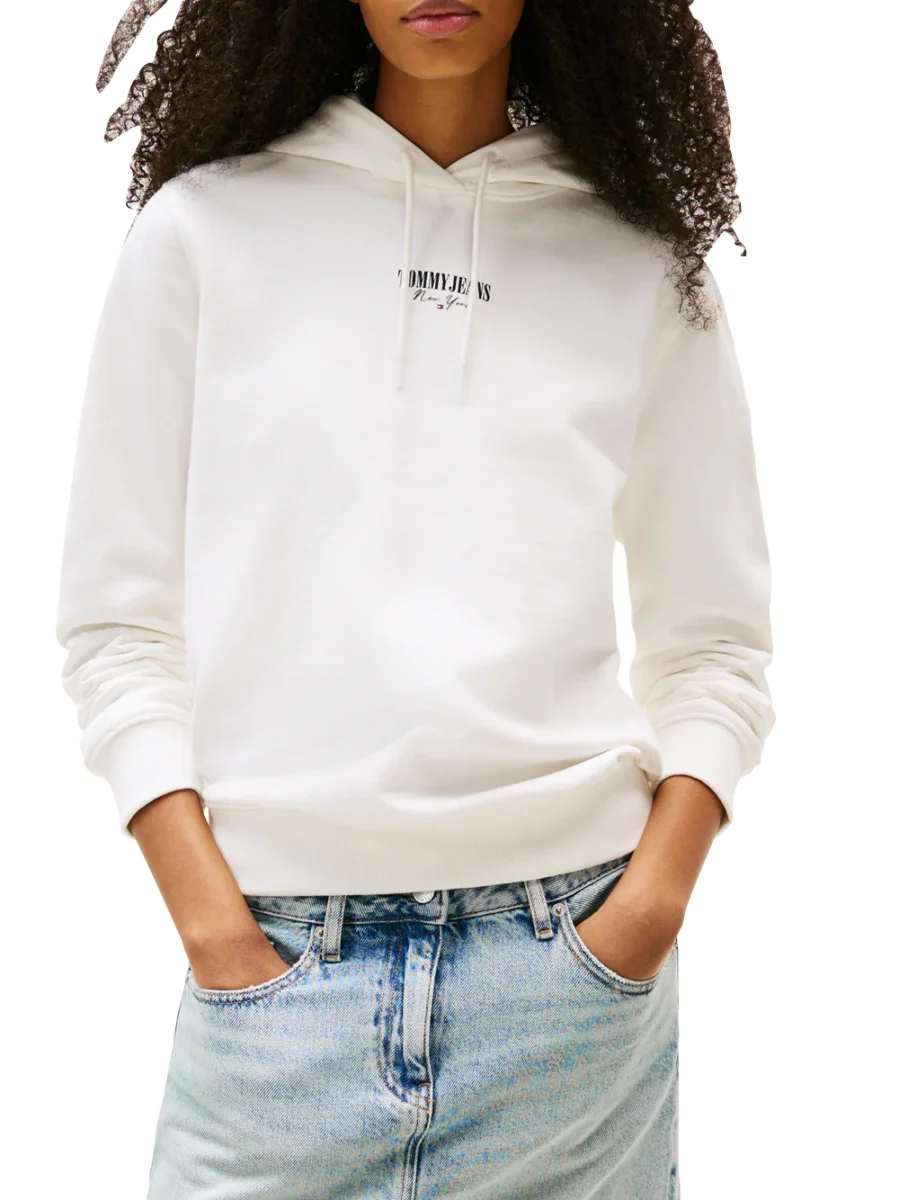 Tommy Hilfiger Felpa cappuccio Donna Mod. DW0DW20943 YBL Bianco