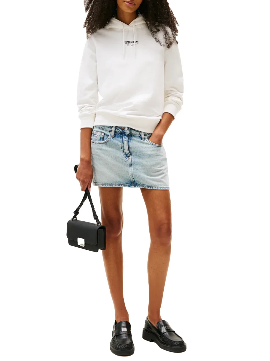 Tommy Hilfiger Felpa cappuccio Donna Mod. DW0DW20943 YBL Bianco - immagine 3