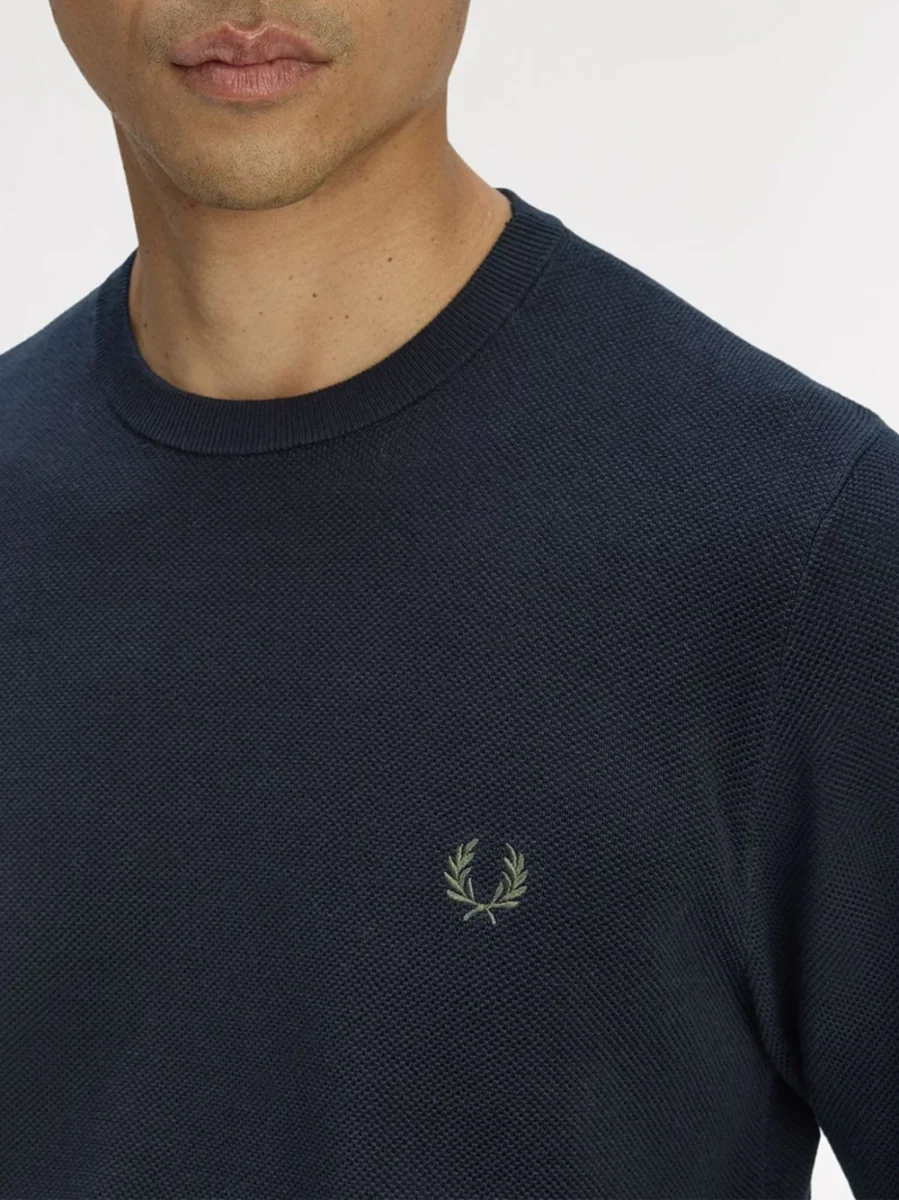 Pullover Pique Stitch Jumper da Uomo - Blu - immagine 5
