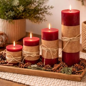 Candele rosse Nuvole di Stoffa 4 dimensioni