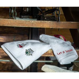 L’Atelier 17 Coppia Asciugamani I NATALINI LET IT SNOW in Spugna – 100% Cotone