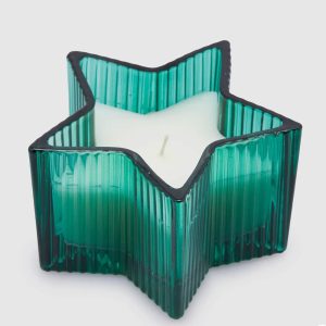 EDG Candela in vetro verde a forma di Stella cuore essenza cedro 20 ore