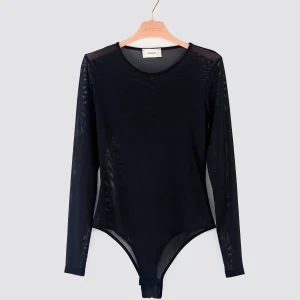 body donna in tulle manica lunga nero vicolo