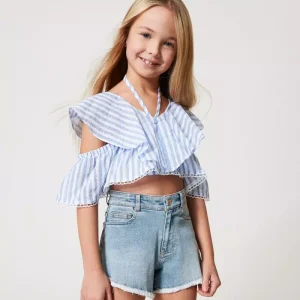 Shorts in jeans sfrangiati