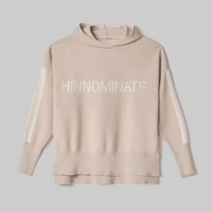 MAGLIA DONNA OVER CON CAPPUCCIO BICOLORE BEIGE SAND HINNOMINATE