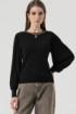 MAGLIA DONNA IN LUREX CON MANICHE IN PLISSE NERO FRACOMINA
