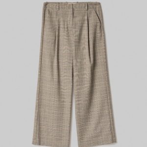 PANTALONE DONNA CON PENCE IN PRINCIPE DI GALLES BEIGE SAND HINNOMINATE