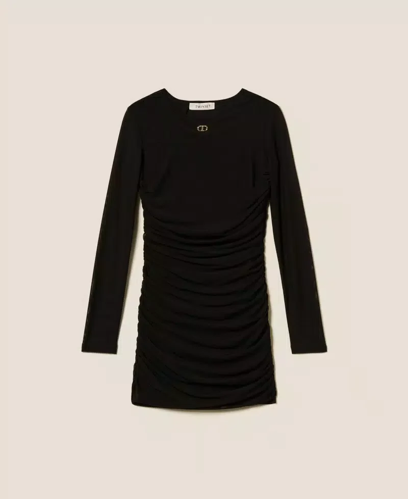 ABITO BAMBINA CORTO IN TULLE ARRICCIATO NERO TWINSET