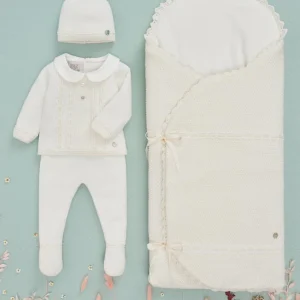 coordinato neonato maglia e pantalone in lana panna paz rodriguez