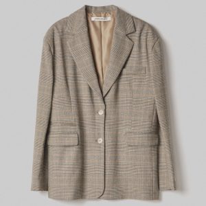 GIACCA DONNA SPALLINE OVER IN PRINCIPE DI GALLES BEIGE SAND HINNOMINATE