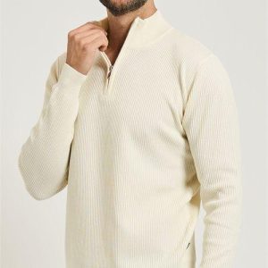 POLO UOMO MEZZA ZIP IN LANA BIANCO GAZZARINI