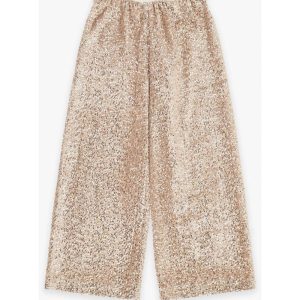 pantalonebambina palazzo con glitter beige dixie